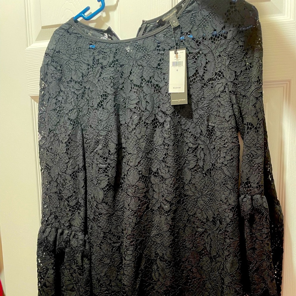 Banana Republic Black Long sleeve Lace dress